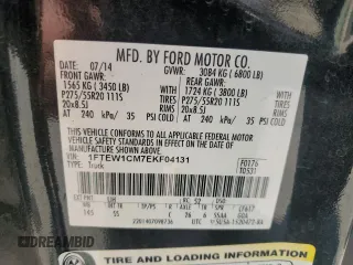 2014 Ford F-150 XL with VIN 1FTEW1CM7EKF04131, listed as a Copart auction lot 59338275 with 160,891 mi miles and Salvage title. Bid and sale history available at DreamBid. Image 12.