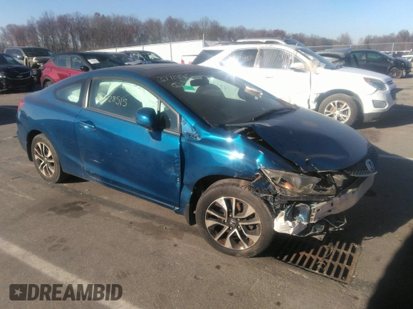 2013 Honda Civic Cpe EX with VIN 2HGFG3B89DH530951, listed as a IAAI auction lot 37728515 with 130,000 mi miles. Bid and sale history available at carsss.com. Image 1.