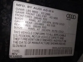 2017 Audi Q7 Premium Plus z VIN WA1LAAF78HD026784, wystawiony jako IAAI lot #41674278 z przebiegiem 108 036 mil mil oraz . Historia ofert i sprzedaży dostępna na DreamBid. Obrazek 9.