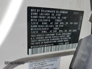 2012 Volkswagen Tiguan SE z VIN WVGAV7AX5CW546378, wystawiony jako Copart lot #58186695 z przebiegiem 67 483 mil mil oraz Szkoda całkowita • Salvage title. Historia ofert i sprzedaży dostępna na DreamBid. Obrazek 14.