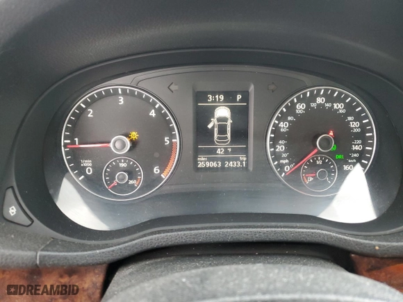 2012 Volkswagen Passat TDI SEL Premium with VIN 1VWCN7A32CC056957, listed as a Copart auction lot 44743885 with 259,063 mi miles and Salvage Title. Bid and sale history available at carsss.com. Image 9.