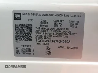 2021 Chevrolet Silverado 1500 Work Truck with VIN 3GCNWAEF2MG407021, listed as a Copart auction lot 42676445 with 24,628 mi miles and Salvage Title. Bid and sale history available at carsss.com. Image 14.