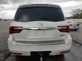 2018 Infiniti QX80 with VIN JN8AZ2NE9J9191221, listed as a Copart auction lot 52523615 with 114,002 mi miles and Salvage Title. Bid and sale history available at carsss.com. Image 6.