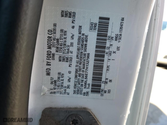 2017 Ford Transit Connect Van XL with VIN NM0LS6E77H1327966, listed as a Copart auction lot 52388854 with 94,436 mi miles and Salvage Title. Bid and sale history available at carsss.com. Image 13.