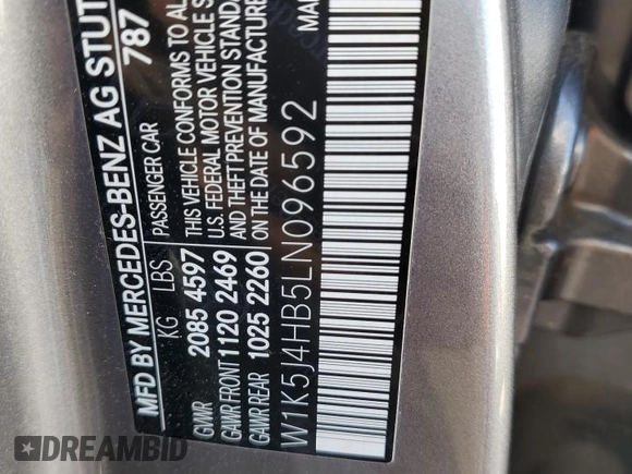 2020 Mercedes-Benz CLA 250 with VIN W1K5J4HB5LN096592, listed as a Copart auction lot 48157054 with 62,208 mi miles and . Bid and sale history available at DreamBid. Image 14.