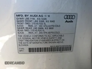2011 Audi Q7 3.0L TDI Premium Plus with VIN WA1LMAFE2BD005362, listed as a Copart auction lot 89178415 with 206,770 mi miles and Salvage Title. Bid and sale history available at carsss.com. Image 13.