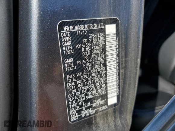 2013 Nissan Juke SV with VIN JN8AF5MR6DT207283, listed as a Copart auction lot 54255775 with 159,980 mi miles and Clean Title. Bid and sale history available at carsss.com. Image 12.