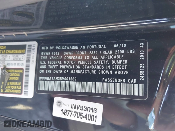 2011 Volkswagen Eos Komfort с VIN WVWBA7AH3BV001569, выставлен на аукционе IAAI как лот 41338372 с пробегом 173 248 миль миль и . История ставок и продаж доступна на DreamBid. Изображение 9.