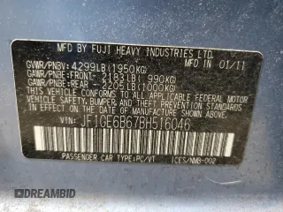 2011 Subaru Impreza Premium with VIN JF1GE6B67BH516046, listed as a Copart auction lot 50135925 with 139,209 mi miles and Salvage title. Bid and sale history available at DreamBid. Image 12.