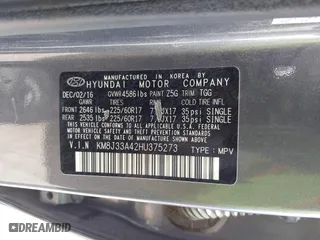 2017 Hyundai Tucson SE Plus with VIN KM8J33A42HU375273, listed as a IAAI auction lot 41900474 with 124,658 mi miles. Bid and sale history available at carsss.com. Image 9.