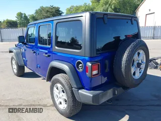 2018 Jeep Wrangler Unlimited Sport z VIN 1C4HJXDGXJW189321, wystawiony jako IAAI lot #42532856 z przebiegiem 46 559 mil mil oraz . Historia ofert i sprzedaży dostępna na DreamBid. Obrazek 3.