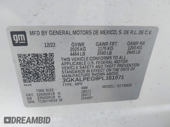 2023 GMC Terrain SLT с VIN 3GKALPEG9PL161071, выставлен на аукционе IAAI как лот 41895831 с пробегом 24 509 миль миль и . История ставок и продаж доступна на DreamBid. Изображение 9.