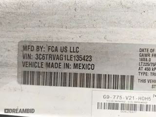 2020 Ram ProMaster Cargo Van with VIN 3C6TRVAG1LE135423, listed as a IAAI auction lot 41825063 with 113,125 mi miles. Bid and sale history available at carsss.com. Image 9.