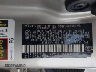 2017 Toyota Camry Hybrid LE with VIN 4T1BD1FK1HU213812, listed as a IAAI auction lot 41730565 with 67,706 mi miles. Bid and sale history available at carsss.com. Image 9.