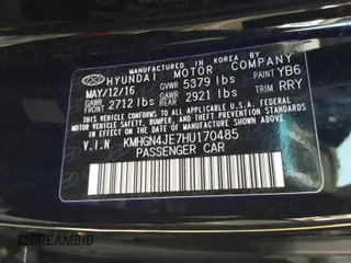 2017 Genesis G80 3.8L with VIN KMHGN4JE7HU170485, listed as a Copart auction lot 47549640 with 39,163 mi miles and . Bid and sale history available at carsss.com. Image 10.