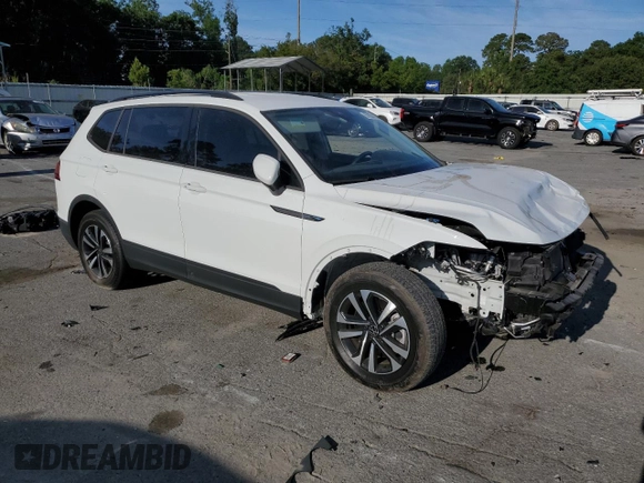 2024 Volkswagen Tiguan S with VIN 3VVRB7AX3RM016730, listed as a Copart auction lot 57854455 with 6,948 mi miles and Salvage title. Bid and sale history available at DreamBid. Image 4.