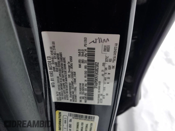 2014 Ford Fusion Titanium with VIN 3FA6P0K97ER382302, listed as a Copart auction lot 41668645 with 155,547 mi miles and Salvage Title. Bid and sale history available at carsss.com. Image 14.