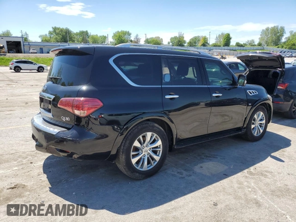 2017 Infiniti QX80 with VIN JN8AZ2NEXH9151613, listed as a Copart auction lot 55811025 with 286,125 mi miles and Salvage title. Bid and sale history available at DreamBid. Image 3.