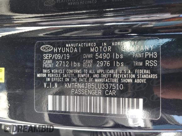 2020 Genesis G80 3.3T Sport with VIN KMTFN4JB5LU337510, listed as a Copart auction lot 52091105 with 19,203 mi miles and Salvage Title. Bid and sale history available at carsss.com. Image 12.