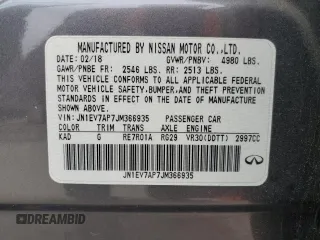 2018 Infiniti Q50 Luxe with VIN JN1EV7AP7JM366935, listed as a Copart auction lot 59781175 with 35,905 mi miles and Salvage title. Bid and sale history available at DreamBid. Image 13.