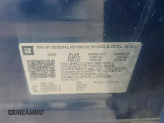 2020 Chevrolet Trax LT z VIN 3GNCJLSB2LL249683, wystawiony jako Copart lot #56902905 z przebiegiem 53 723 mil mil oraz Szkoda całkowita • Salvage title. Historia ofert i sprzedaży dostępna na DreamBid. Obrazek 14.