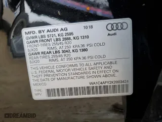 2019 Audi SQ5 Prestige with VIN WA1C4AFY2K2003424, listed as a Copart auction lot 85478224 with 32,426 mi miles and Salvage Title. Bid and sale history available at carsss.com. Image 13.