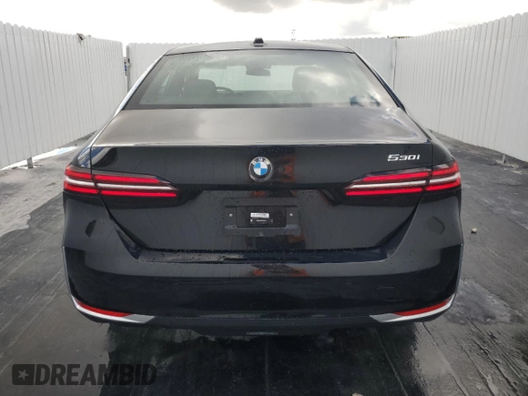 2025 BMW 5 Series 530i with VIN WBA43FJ02SCT20624, listed as a Copart auction lot 46817275 with 5,878 mi miles and Clean Title. Bid and sale history available at carsss.com. Image 6.