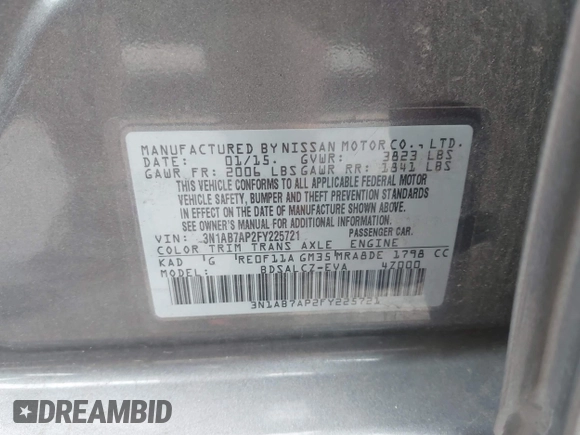 2015 Nissan Sentra SL z VIN 3N1AB7AP2FY225721, wystawiony jako IAAI lot #42188702 z przebiegiem 95 936 mil mil oraz . Historia ofert i sprzedaży dostępna na DreamBid. Obrazek 9.