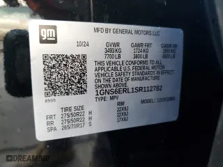 2025 Chevrolet Suburban RST with VIN 1GNS6ERL1SR112782, listed as a Copart auction lot 86405104 with 1,235 mi miles and Salvage Title. Bid and sale history available at carsss.com. Image 15.