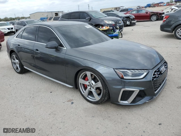 2020 Audi S4 Sedan Premium Plus with VIN WAUB4AF42LA049807, listed as a Copart auction lot 77463354 with 41551 miles and Salvage Title. Bid and sale history available at carsss.com. Image 4.
