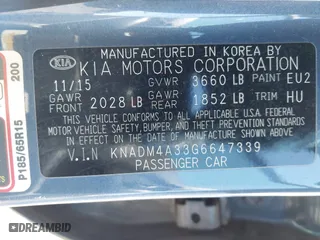 2016 Kia Rio LX with VIN KNADM4A33G6647339, listed as a IAAI auction lot 41964061 with 59,302 mi miles. Bid and sale history available at carsss.com. Image 9.