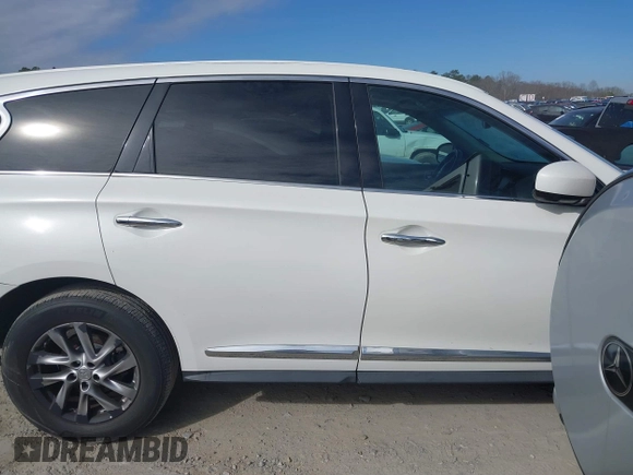 2013 Infiniti JX35 with VIN 5N1AL0MN5DC340830, listed as a IAAI auction lot 41643712 with 137,392 mi miles and . Bid and sale history available at DreamBid. Image 14.