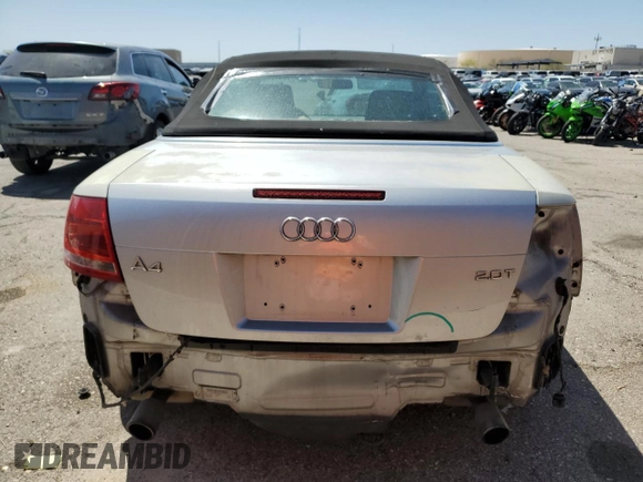 2008 Audi A4 2.0T with VIN WAUAF48H58K016812, listed as a Copart auction lot 52417745 with 84,468 mi miles and Salvage title. Bid and sale history available at DreamBid. Image 6.