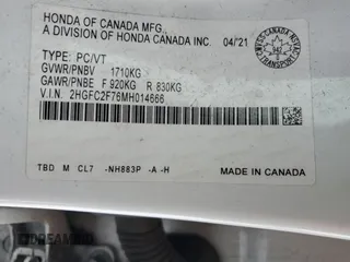 2021 Honda Civic Sedan EX with VIN 2HGFC2F76MH014666, listed as a Copart auction lot 46455305 with 146,235 mi miles and Clean Title. Bid and sale history available at carsss.com. Image 12.