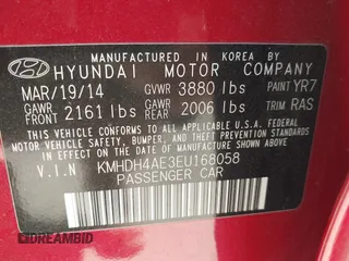 2014 Hyundai Elantra SE z VIN KMHDH4AE3EU168058, wystawiony jako IAAI lot #41974619 z przebiegiem 209 413 mil mil oraz . Historia ofert i sprzedaży dostępna na DreamBid. Obrazek 9.
