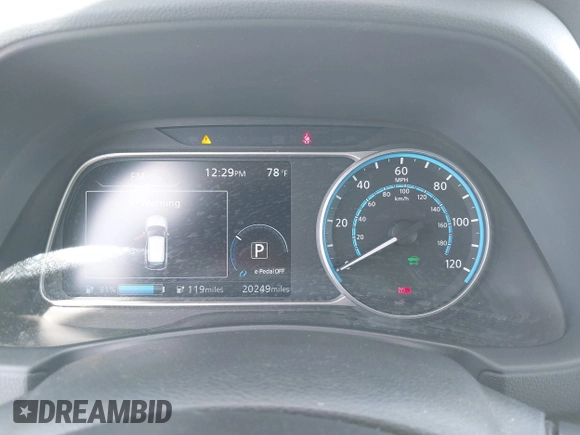 2021 Nissan LEAF SV with VIN 1N4AZ1CV0MC556505, listed as a IAAI auction lot 42438895 with 20,249 mi miles and . Bid and sale history available at DreamBid. Image 7.