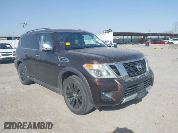 2017 Nissan Armada Platinum with VIN JN8AY2NF1H9302575, listed as a IAAI auction lot 41826613 with 109,914 mi miles. Bid and sale history available at carsss.com. Image 1.