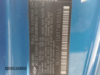 2009 MINI Hardtop S with VIN WMWMF73589TW80965, listed as a Copart auction lot 56578695 with 80,012 mi miles and Clean Title. Bid and sale history available at DreamBid. Image 12.