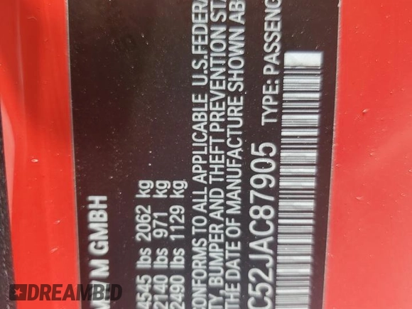 2018 BMW M4 с VIN WBS4Y9C52JAC87905, выставлен на аукционе Copart как лот 57219645 с пробегом 67 944 миль миль и Списание • Salvage title. История ставок и продаж доступна на DreamBid. Изображение 13.
