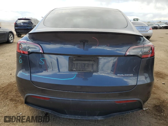 2021 Tesla Model Y Performance with VIN 5YJYGDEF0MF137692, listed as a Copart auction lot 55333395 with 56,325 mi miles and Salvage Title. Bid and sale history available at DreamBid. Image 6.