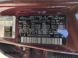 2021 Genesis GV80 with VIN KMUHCESC4MU040334, listed as a Copart auction lot 53325965 with 70,408 mi miles and Salvage title. Bid and sale history available at DreamBid. Image 14.