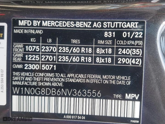 2022 Mercedes-Benz GLC with VIN W1N0G8DB6NV363556, listed as a Copart auction lot 48175485 with 40,551 mi miles and Salvage Title. Bid and sale history available at carsss.com. Image 13.