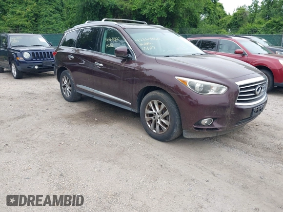 2013 Infiniti JX35 z VIN 5N1AL0MMXDC306339, wystawiony jako IAAI lot #42364060 z przebiegiem 237 711 mil mil oraz . Historia ofert i sprzedaży dostępna na DreamBid. Obrazek 1.