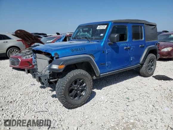 2021 Jeep Wrangler Unlimited Sport S with VIN 1C4HJXDN8MW856373, listed as a Copart auction lot 48257225 with 107,998 mi miles and Salvage Title. Bid and sale history available at carsss.com. Image 1.