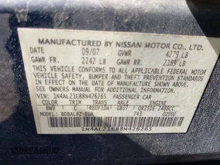 2008 Nissan Altima SL with VIN 1N4AL21E88N426265, listed as a IAAI auction lot 42128068 with Not Provided miles and . Bid and sale history available at DreamBid. Image 9.