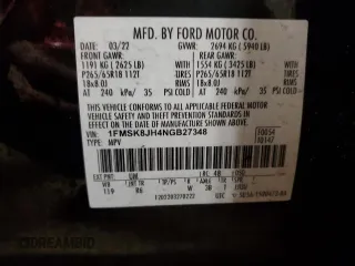 2022 Ford Explorer Timberline with VIN 1FMSK8JH4NGB27348, listed as a Copart auction lot 86891924 with 102,821 mi miles and Non Repairable. Bid and sale history available at carsss.com. Image 15.