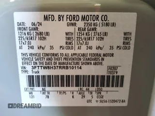 2024 Ford Maverick XLT z VIN 3FTTW8H37RRB10114, wystawiony jako Copart lot #56469035 z przebiegiem 6028 mil mil oraz Szkody całkowita. Historia ofert i sprzedaży dostępna na DreamBid. Obrazek 13.