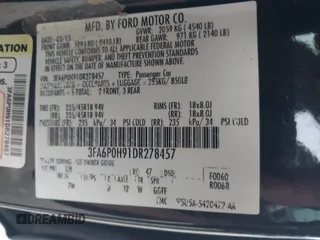 2013 Ford Fusion SE with VIN 3FA6P0H91DR278457, listed as a IAAI auction lot 42597251 with 136,711 mi miles and . Bid and sale history available at DreamBid. Image 9.