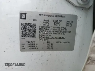 2018 GMC Acadia SLE with VIN 1GKKNLLA1JZ145257, listed as a Copart auction lot 88095075 with 114,578 mi miles and Salvage Title. Bid and sale history available at DreamBid. Image 13.