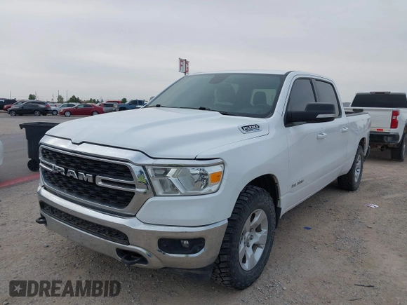 2022 Ram 1500 Big Horn z VIN 1C6SRFMT8NN313403, wystawiony jako IAAI lot #42334732 z przebiegiem 96 588 mil mil oraz . Historia ofert i sprzedaży dostępna na DreamBid. Obrazek 6.